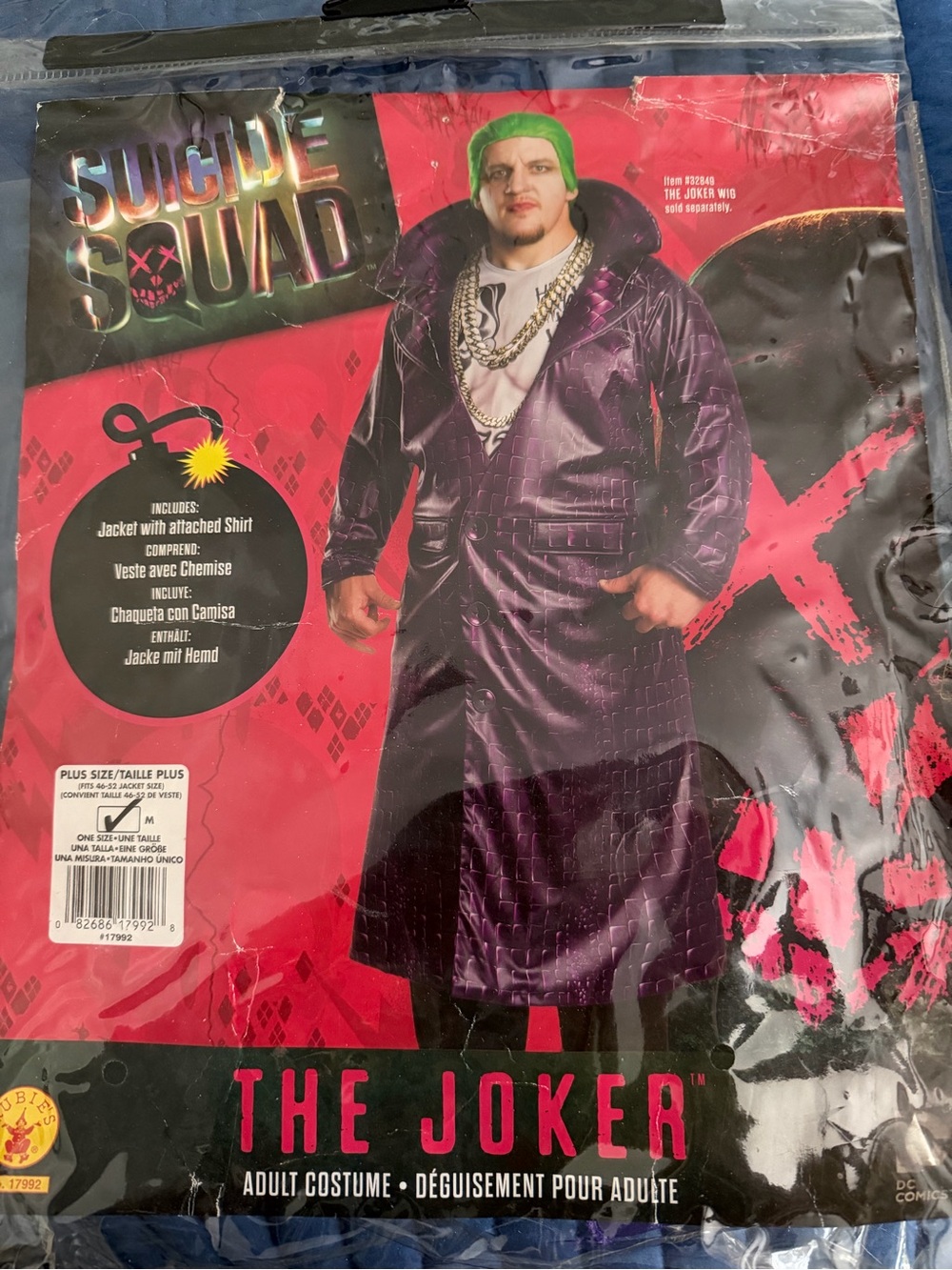 The Joker Purple Trench Coat Jacket, mask. Adult Costume, DC Suicide Squad